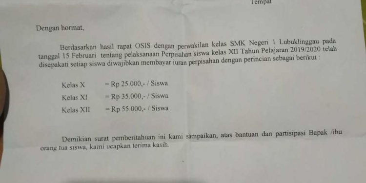 Pungut Iuran Untuk Perpisahan