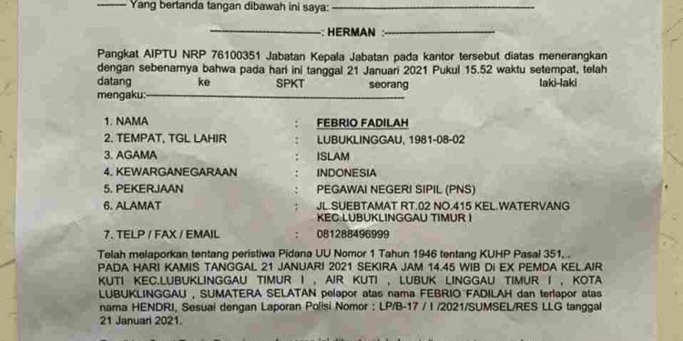 Oknum Kabag Ekonomi Mura Dipolisikan