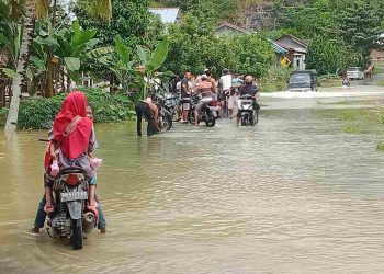 Jalan Penghubung Desa Srimulyo Terendam Banjir